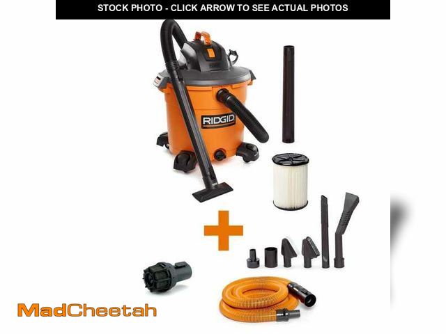 Lot 74-12594805 - RIDGID 16 Gal. 5.0 Peak HP NXT Shop Vacuum Wet Dry Vac with Filter, Diffuser, Accessories and Car Cl...