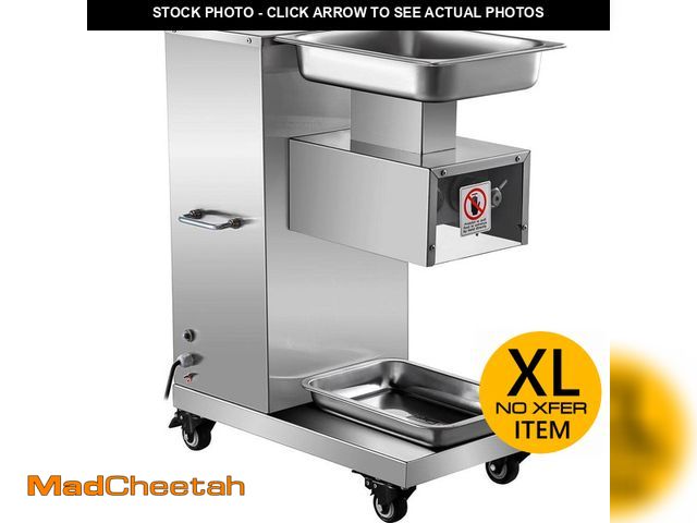 Lot 74-13039538 - (FRONT PLATE IS BROKEN) SKYSHALO Commercial Meat Cutter Machine Stainless Steel 1100 lb./H Electric ...