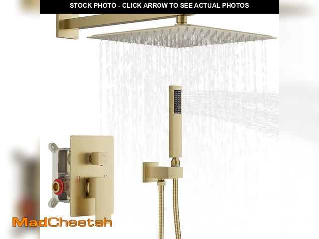 Lot 74-14306090 - BWE Luxurious Single Handle 2-Spray 12 in. Wall Mount Square Shower Head with Hand Shower Faucet in ...