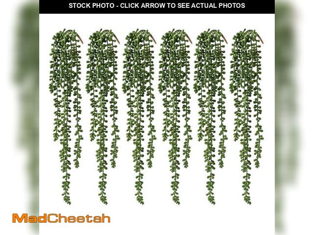 Lot 74-12710957 - dallisten 6 Pcs Artificial Succulents Hanging Plants, Fake String of Pearls Greenery Plants, Decorat...
