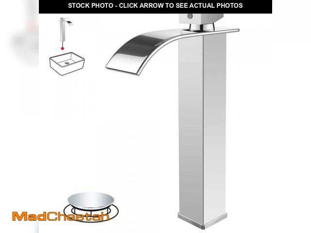Lot 74-12364971 - BWE Waterfall Single Hole Single Handle Tall Bathroom Vessel Sink Faucet With Supply Hose in Polishe...