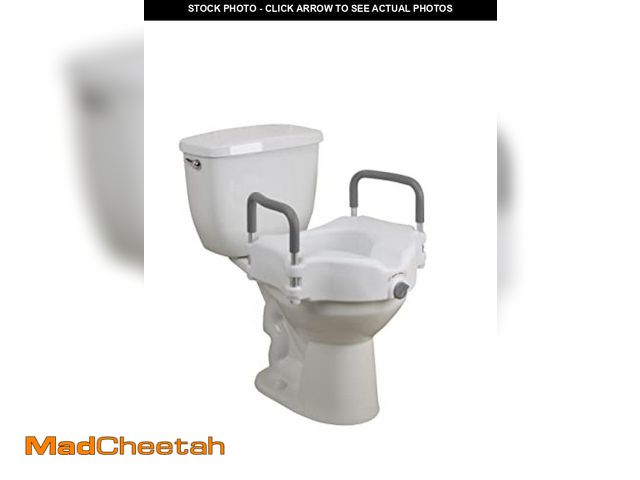 Lot 74-12098154 - Drive Medical RTL12027RA 2-in-1 Raised Toilet Seat with Removable Padded Arms, Standard Seat - UNUSE...