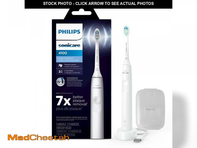 Lot 74-12440912 - Philips Sonicare 4100 Rechargeable Electric Toothbrush, Advanced Plaque Removal, Pressure Sensor, In...