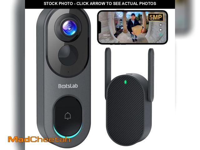 Lot 74-12112353 - BOTSLAB 5MP Wireless Video Doorbell Camera, No Monthly Fee, 5GHz WiFi, 180ÃÂ° Head-to-Toe View, AI ...