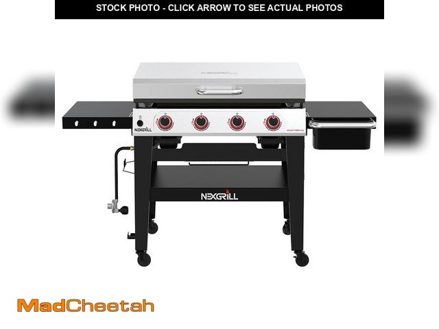 Lot 74-14306449 - Nexgrill Daytona 4-Burner Propane Gas Grill 36 in. Flat Top Griddle in Black with Stainless Steel Li...