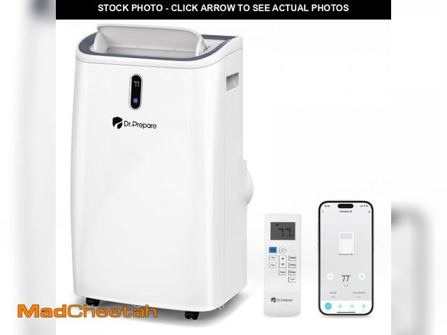 Lot 74-12200082 - DR.PREPARE 14,000 BTU Portable Air Conditioner with WiFi Enabled, Cooling, Dehumidifier, Fan &amp; S...