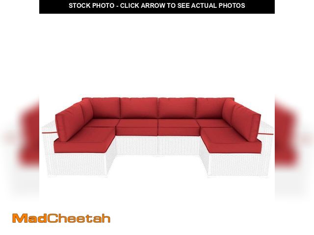 Lot 74-12851364 - Kimunuk 26 in. x 26 in. x 5 in. (14-Piece) Deep Seating Outdoor Sectional Cushion Red - UNUSED