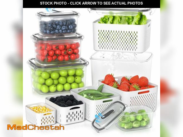 Lot 74-14425174 - damynuo 5 Pack Fruit Storage Containers for Fridge - Clear Berry Containers with Colander, Airtight ...