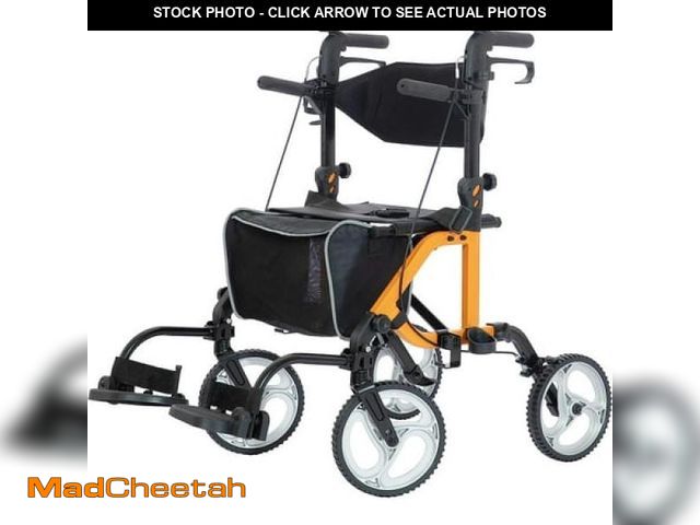 Lot 74-12157913 - ELENKER 2 in 1 Folding Rollator Walker &amp; Transport Wheelchair Chair with Detachable Footrests  O...