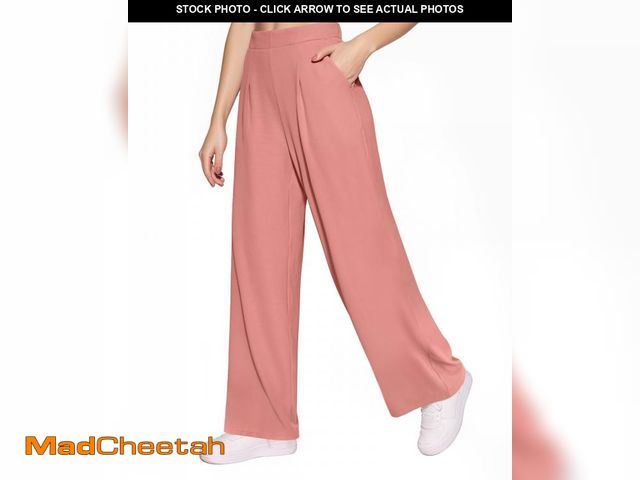 Lot 74-12344685 - CLOZOZ Womens High Waisted Dressy Pants Tummy Control Waffle Knit Loose Fit Straight Leg Stretch Cas...