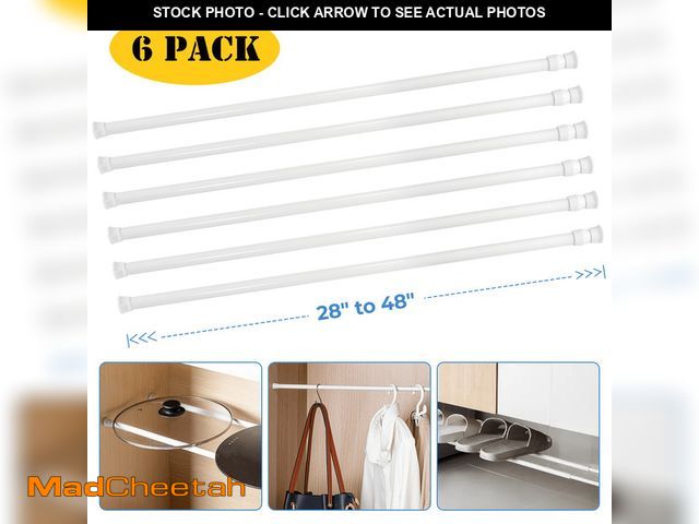 Lot 74-12677853 - BEAMNOVA 6Pcs Tension Curtain Rod for Windows Cabinet Wardrobe Closet 28"-48" Adjustable, 1/2" Diame...