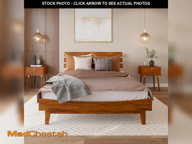 Lot 74-12148509 - Bme Caden 15'' Bed Frame with Adjustable Headboard - Mid Century, Retro Style with Acacia Wood - No ...
