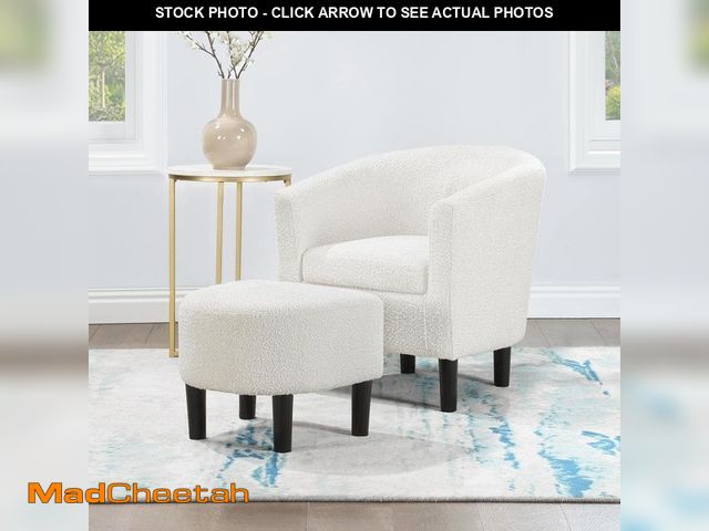 Lot 74-12464872 - *SEE DETAILS* Convenience Concepts Take a Seat Churchill Boucle Oatmeal Accent Chair with Ottoman *S...