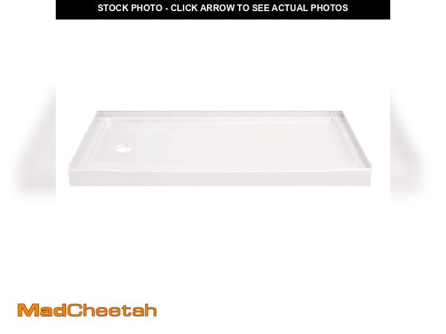 Lot 74-12775313 - Delta Classic 500 60 in. L x 32 in. W Alcove Shower Pan Base with Left Drain in High Gloss White - U...