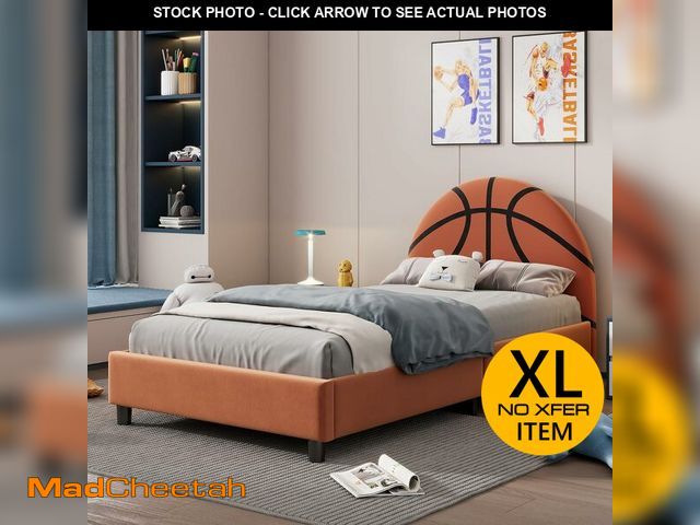 Lot 74-14291254 - (MISSING HARDWARE) Basketball Design Twin Size Bed Frame for Kids,Twin Boys Bed Frame,Sports Theme U...