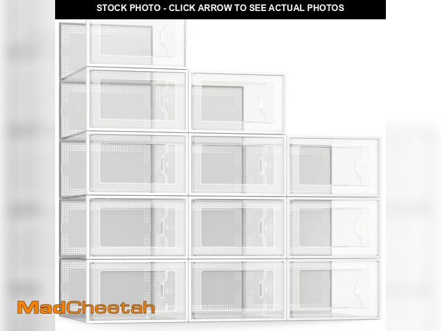 Lot 74-12716894 - SEE SPRING 12 Pack Shoe Storage Box, Clear Plastic Stackable Shoe Organizer for Closet, Space Saving...