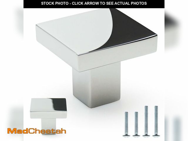 Lot 74-12700937 - FURFITT 10 Pack Polished Chrome Square Cabinet Knobs 1-3/16 Inch(30mm) Length Soild Zinc Alloy Polis...