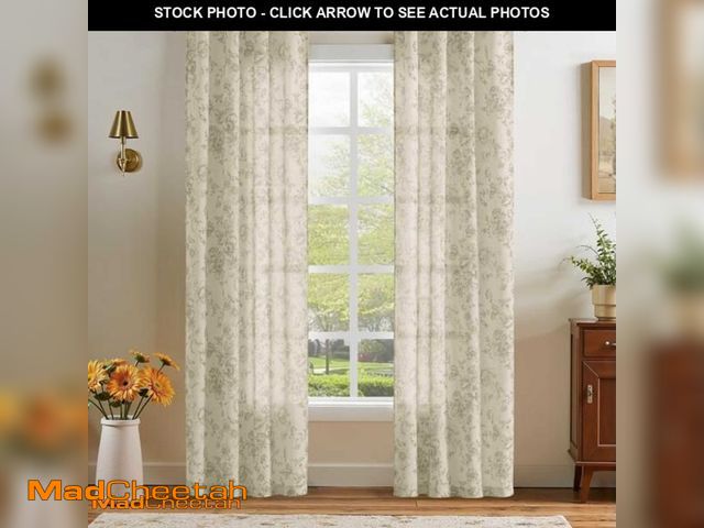 Lot 74-11472358 - jinchan Linen Floral Curtains 84 Inch Length for Living Room Bedroom Light Filtering Farmhouse Peony...