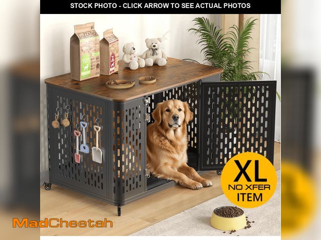 Lot 74-12578093 - Naipo XL Heavy Duty Dog Crate Furniture, 43.7" Large Metal Dog Kennel, Chew Proof  Prevent Escape fo...