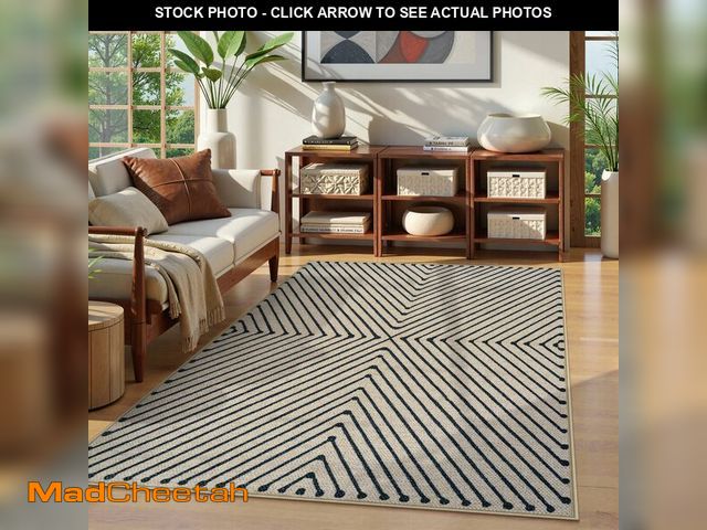 Lot 74-12434534 - Collive 5x7 Easy Jute Outdoor Patio Rug, Black/Neutral Large Washable Area Rugs for Living Room Non ...