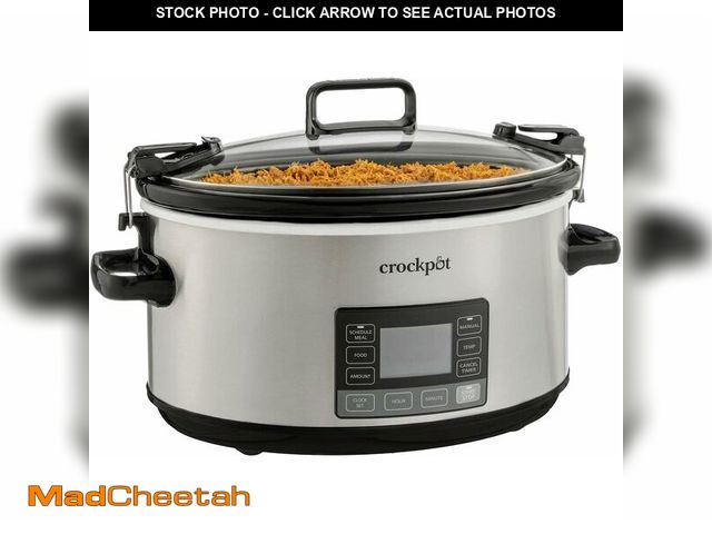 Lot 74-13844451 - Crock-Pot 7-Quart Slow Cooker, Portable Programmable with Timer, Locking Lid, Stainless Steel; an Es...