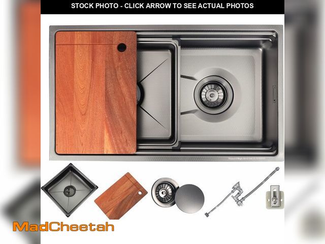 Lot 74-13040351 - Kitchen Sink -Undermount Gunmetal Black Nano Stainless Steel -Single Bowl Outer Size 33.8 X 17.5 X 7...