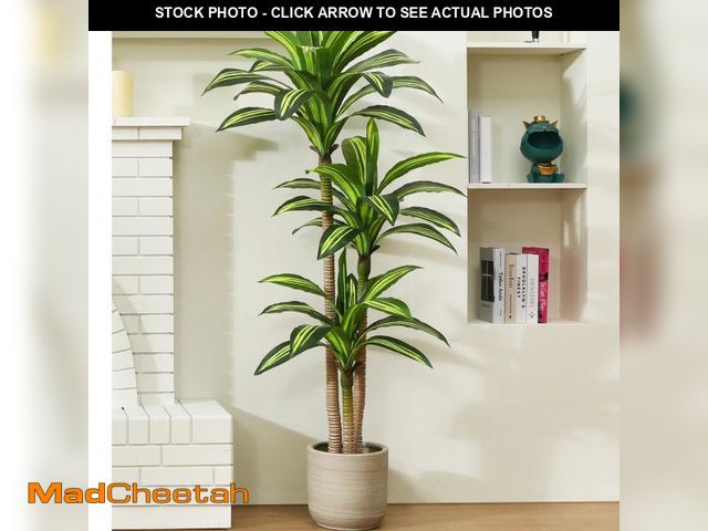 Lot 74-12479982 - Artificial Plants, 5ft Fake Dracaena Tree in Black Plastic Pot, Faux Plants Indoor Outdoor Decor, Si...