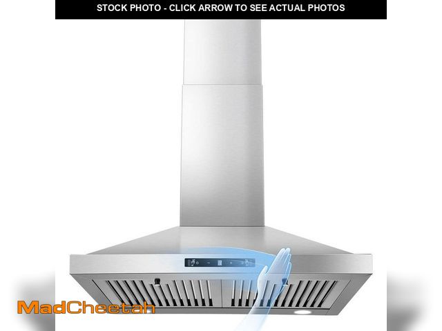 Lot 74-14344974 - Zomagas 24 Inch Range Hood, 450CFM, Wall Mount Kitchen Hood in Stainless Steel, Gesture Sensing &amp...