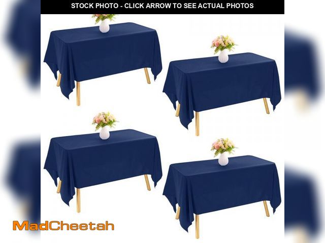 Lot 74-11551728 - JALANCY 4 Pack Navy Blue Rectangle Polyester Tablecloth 60x102 Inch Washable Polyester Table Cover f...