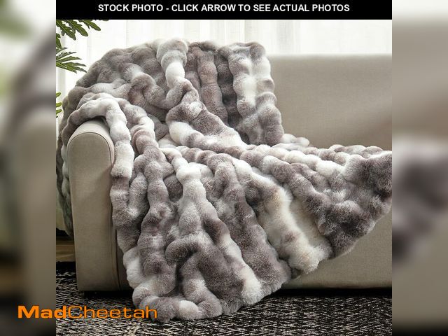 Lot 74-14295934 - Cozy Bliss Faux Fur Throw Blanket for Couch, Fuzzy Soft Plush Thick Bubble Blanket for Sofa Bedroom ...