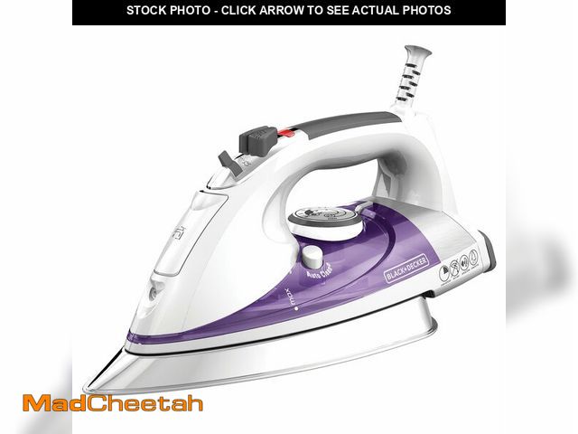Lot 74-14057403 - BLACK+DECKER IR1350S Professional Steam Iron with Stainless Steel Soleplate and Extra-Long Cord, Pur...
