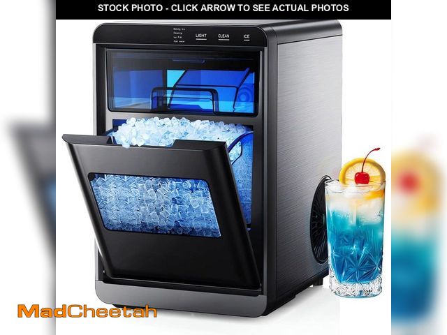 Lot 74-12784325 - Vibekio 9.6 in. 45 lb. /24H Nugget Ice Countertop Portable Ice Maker in Black w/ 2 lb. Capacity, Aut...