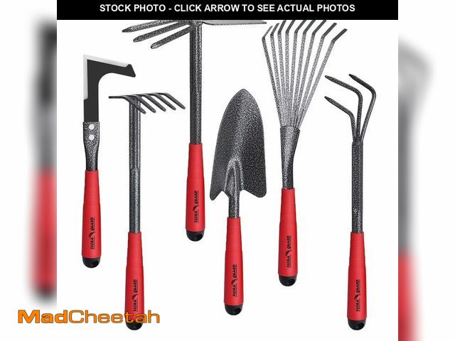 Lot 74-14267152 - FLORA GUARD 6-Piece Garden Tool Set, Heavy Duty Gardening Hand Tools with Trowel, Rakes, Cultivator,...
