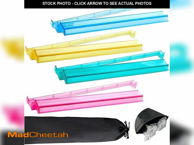 Lot 74-13709810 - HUIZHOUMOO Set of 4 Mahjong Tile Holder Acrylic Mahjong Racks with Pushers 18" Comes with Storage Ba...