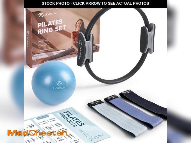 Lot 74-12328630 - LIONSCOOL Pilates Ring Set (Black) - 14" Pilates Ring, 9" Pilates Mini Ball and Three Fabric Resista...