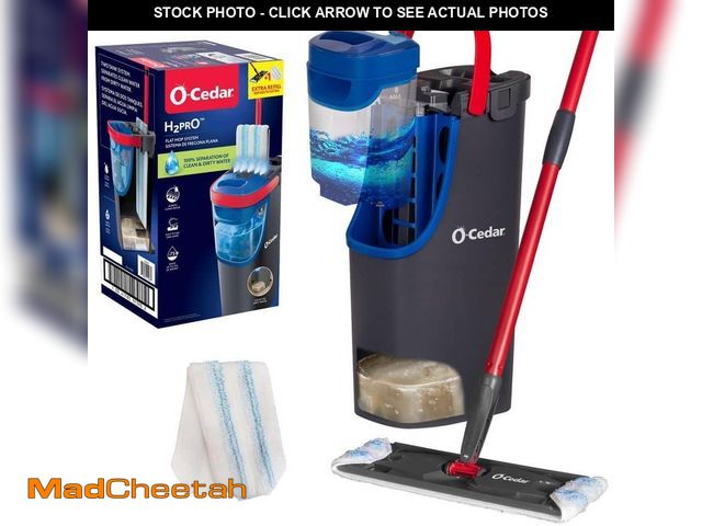 Lot 74-12517309 - (SOME DAMAGE) O-Cedar H2prO Microfiber Flat Mop System + 1 Extra Machine Washable Mop Head Replaceme...