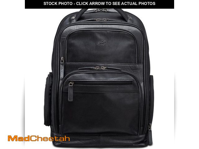Lot 74-12746640 - MANCINI Buffalo Collection 15.6 in. Black Leather Backpack for Laptop - UNUSED