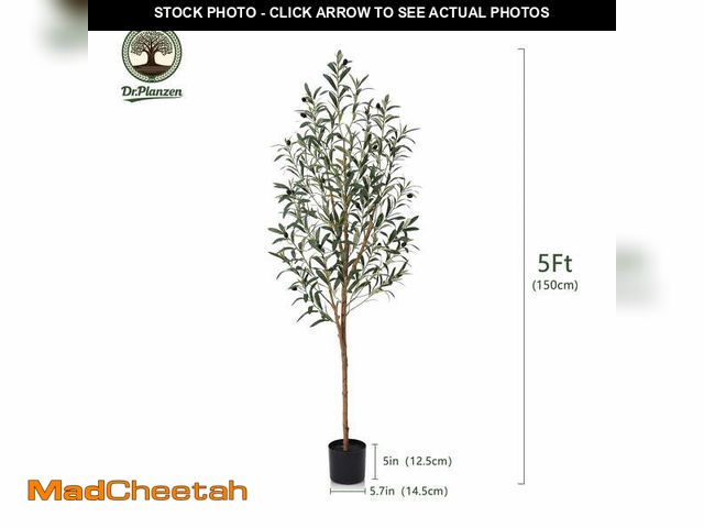Lot 74-12888444 - DR.Planzen 5' Artificial Olive Tree Indoor, Tall Faux Olive Tree, Artificial Plants with Natural Woo...