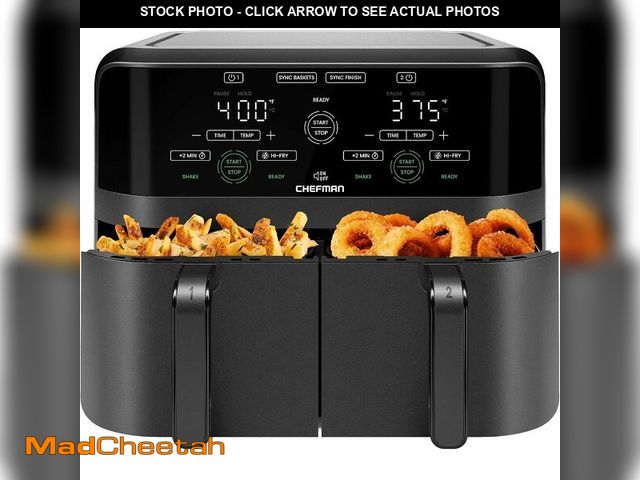 Lot 74-14591057 - Chefman 6 Quart Dual Basket Air Fryer - Digital Touchscreen, Smart Sync Finish, Hi-Fry, Auto Shutoff...