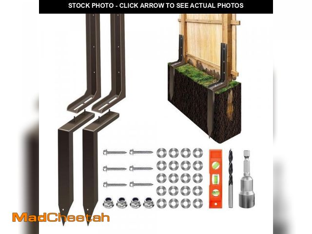 Lot 74-12517924 - OGETFUUR 2-Pack Solid Metal Rotten Leaning Fence Post Repair Kit, Adjustable Angle and Quick Easy Fi...