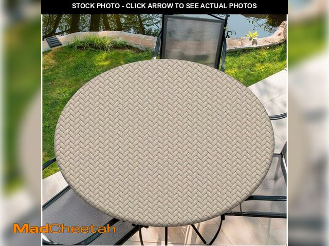 Lot 74-13956258 - Yesad Round Outdoor Tablecloth Fits 46"-50" Round Table, 52Inch Elastic Edge Washable Polyester Tabl...