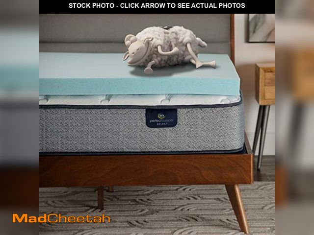 Lot 74-12098499 - Serta ThermaGel Cooling, Pressure-Relieving Memory Foam Mattress Topper, 3 Inch, Twin XL,Blue - UNUS...