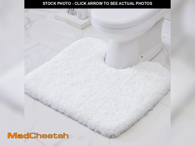 Lot 74-11548876 - Disolla White Toilet Rug 22x24 Non Slip Fluffy Toilet Floor Mat U Shaped Washable Bathroom Contour R...