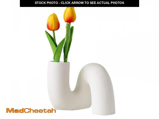 Lot 74-12440897 - PhiDor White Ceramic Flower Vase for Decor,Modern Minimalist Abstraction Vases,Farmhouse Decorative ...
