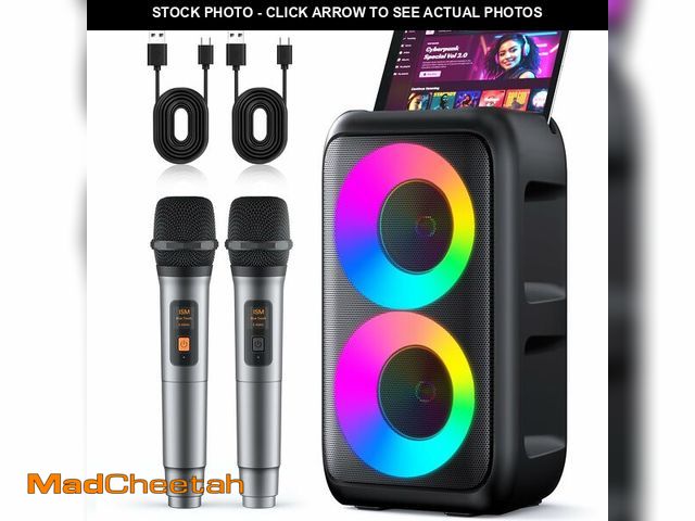 Lot 74-14382012 - Karaoke Machine for Adults Kids, Portable Bluetooth Speaker with 2 Wireless Microphones, TWS Mode &a...