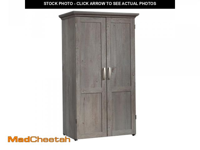 Lot 74-12284345 - Sauder Miscellaneous Storage Craft &amp; Sewing Armoire, L: 35.112" x W: 21.81" x H: 61.58", Mystic ...