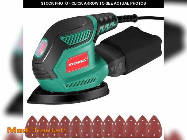 Lot 74-13950754 - HYCHIKA Detail Sander, 14,000 OPM Compact Electric Sander Tool with 12 Pcs Sandpapers,Efficiency Dus...