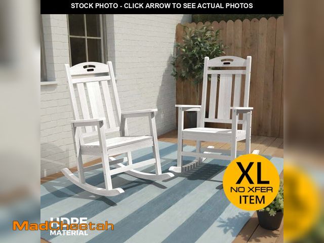 Lot 74-14586101 - Ciokea Outdoor White Rocking Chairs Set of 2 All-Weather HDPE Oversize Porch Rocker Chairs for Garde...
