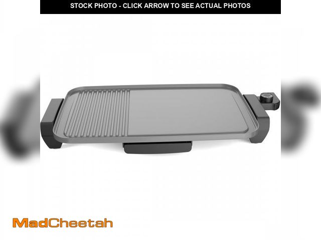 Lot 74-12406401 - Mainstays Plus 12"x20" Electric Ceramic Griddle, Nonstick, 1500 Watts, Temperature Control - USED