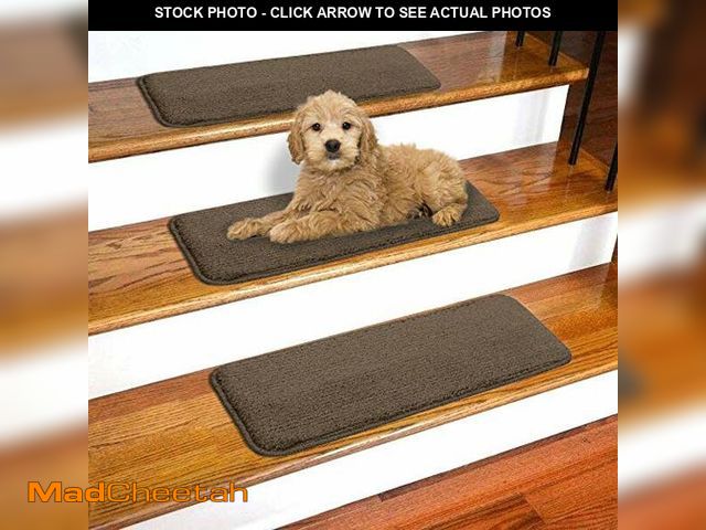 Lot 74-11988683 - Ottomanson Non-Slip Rubberback Solid Design 8" x 30" Indoor/Outdoor Stair Treads, 14 Pack, Black - U...